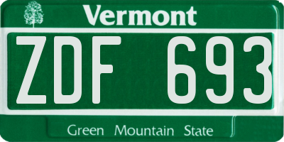 VT license plate ZDF693