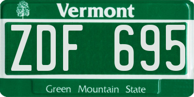 VT license plate ZDF695