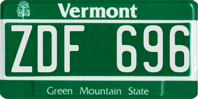 VT license plate ZDF696