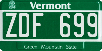VT license plate ZDF699