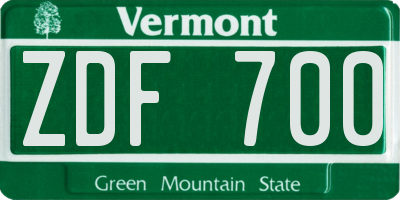 VT license plate ZDF700