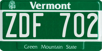 VT license plate ZDF702