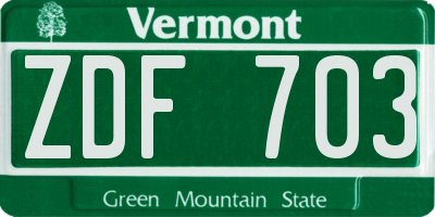 VT license plate ZDF703