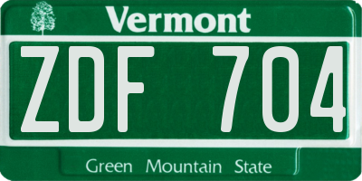 VT license plate ZDF704