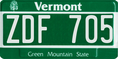 VT license plate ZDF705