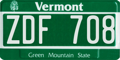 VT license plate ZDF708