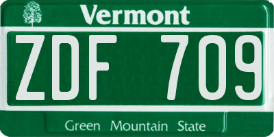 VT license plate ZDF709