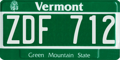 VT license plate ZDF712