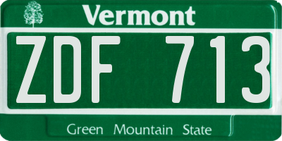 VT license plate ZDF713