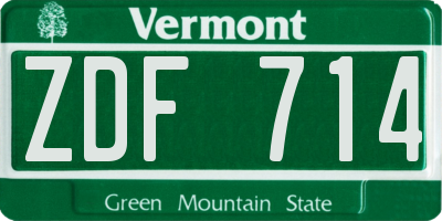 VT license plate ZDF714