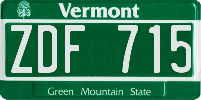 VT license plate ZDF715
