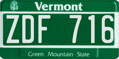 VT license plate ZDF716