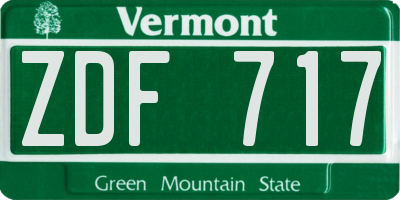 VT license plate ZDF717