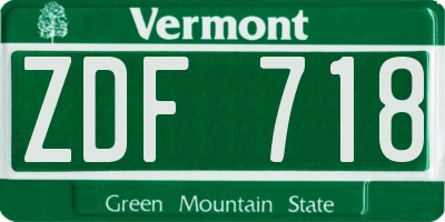 VT license plate ZDF718
