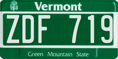 VT license plate ZDF719