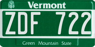 VT license plate ZDF722