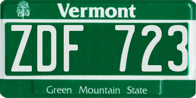 VT license plate ZDF723