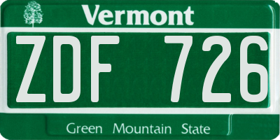 VT license plate ZDF726