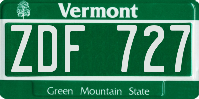 VT license plate ZDF727