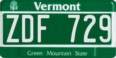 VT license plate ZDF729