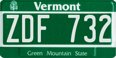 VT license plate ZDF732