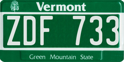 VT license plate ZDF733