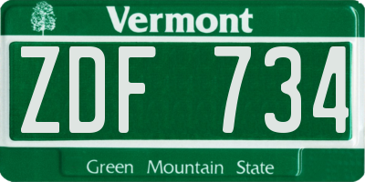 VT license plate ZDF734