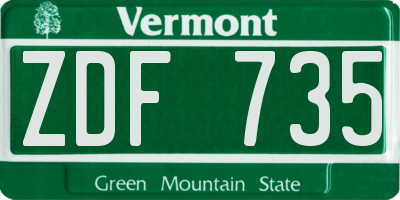 VT license plate ZDF735