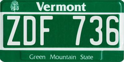 VT license plate ZDF736