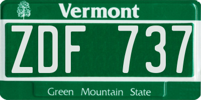 VT license plate ZDF737