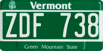 VT license plate ZDF738