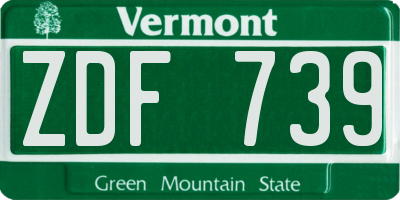 VT license plate ZDF739