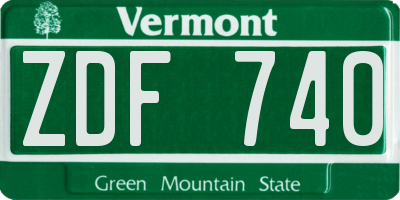VT license plate ZDF740