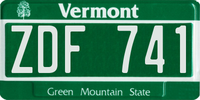 VT license plate ZDF741