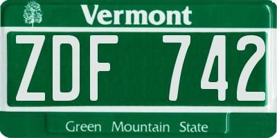 VT license plate ZDF742