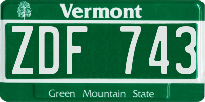 VT license plate ZDF743
