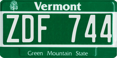 VT license plate ZDF744
