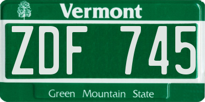 VT license plate ZDF745
