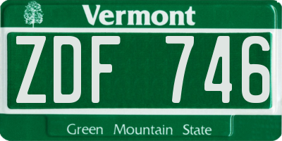 VT license plate ZDF746