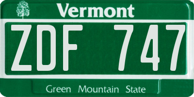 VT license plate ZDF747