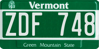 VT license plate ZDF748