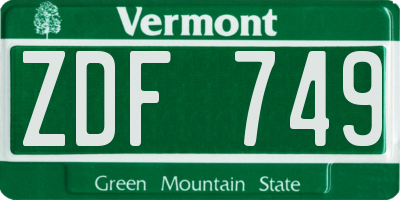 VT license plate ZDF749