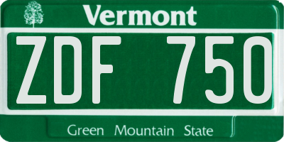 VT license plate ZDF750