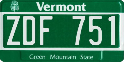 VT license plate ZDF751