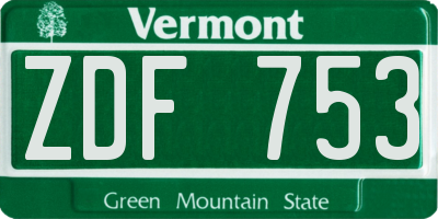 VT license plate ZDF753