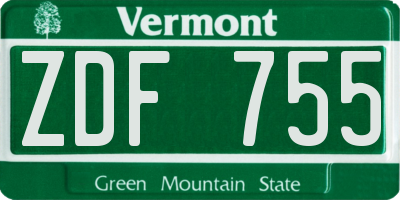 VT license plate ZDF755