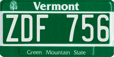 VT license plate ZDF756