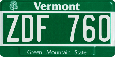 VT license plate ZDF760