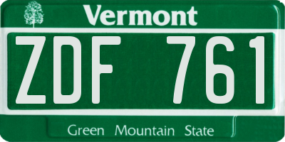 VT license plate ZDF761