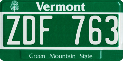VT license plate ZDF763
